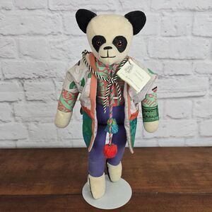 Handmade Nirmal Kaur Panda Art Doll from Panaca Gallery 15" Artisan Folk Art 92'